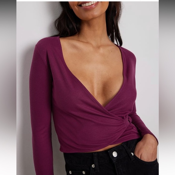 naked wardrobe Tops - NA-KD Ribbed Wrap Top Sz Medium